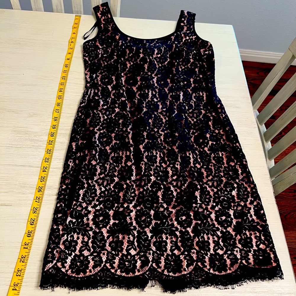 Donna Rico lace overlay black & pink dress size 8